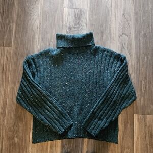 Vintage Emerald Green Speckled Turtleneck Sweater